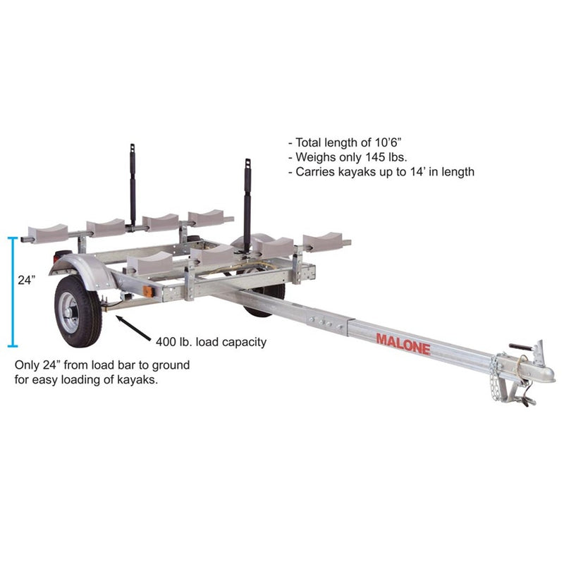 Load image into Gallery viewer, Malone EcoLight™ 4 Kayak Trailer Package (1 Stacker & 4 Sets Foam Blocks)