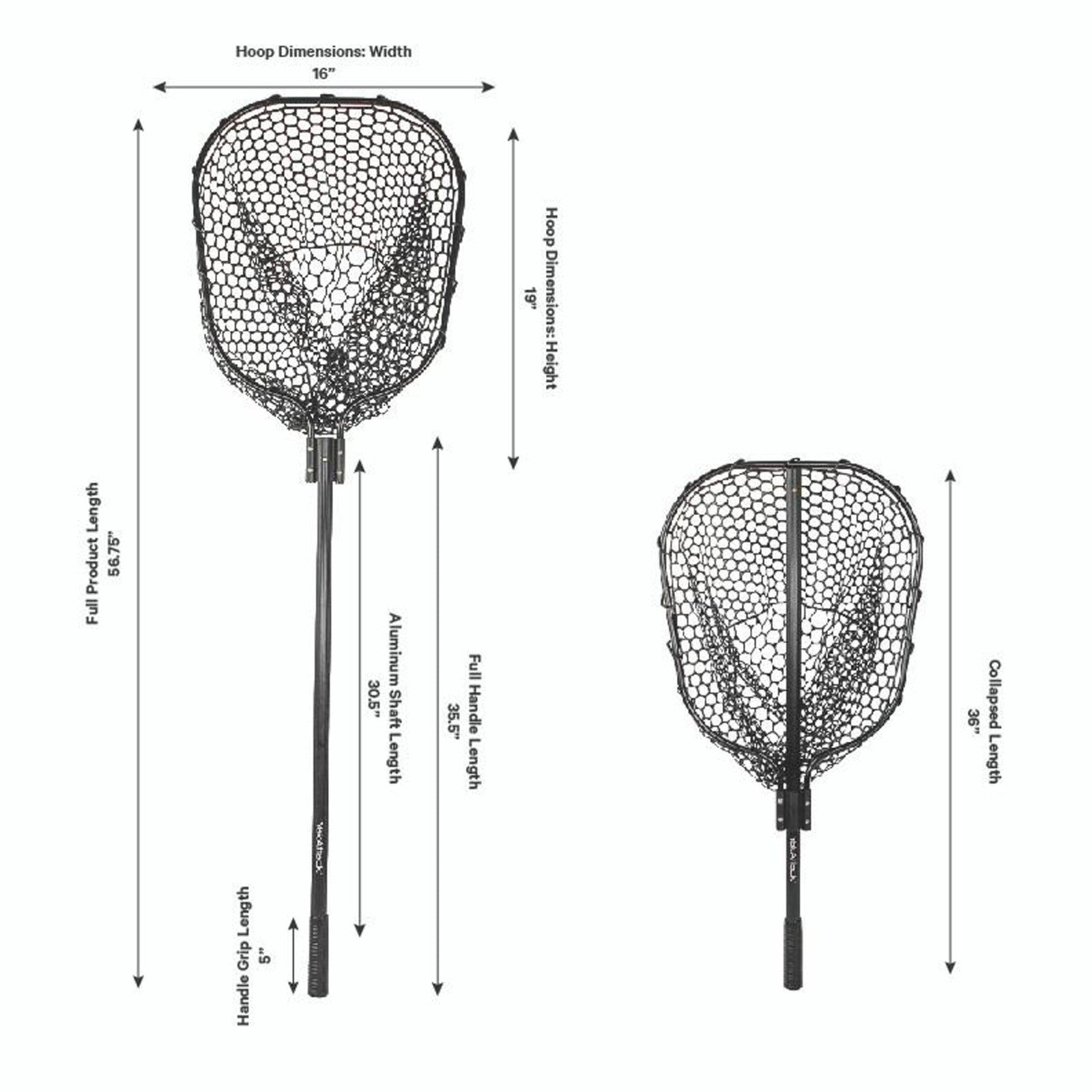 YakAttack 16” x 19” Landing Net with 35.5” Long Telescoping Handle