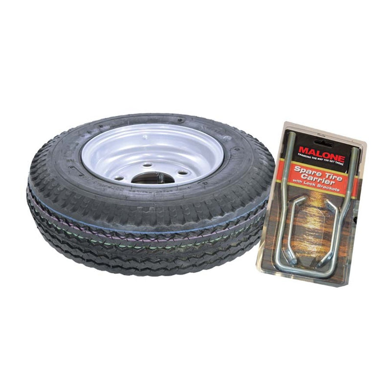 Load image into Gallery viewer, Malone Spare Tire for EcoLight™ and XtraLight™ Trailer - 8&quot; Galvanized - Includes Lockable Attachment
